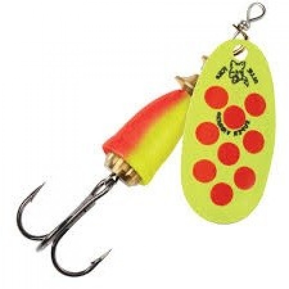 Vibrax Mid Depth Blue Fox Chartreuse / Rød Super Spinner - Str 2