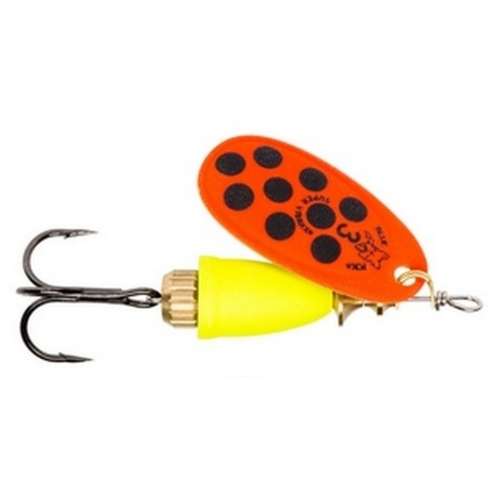 Vibrax Mid Depth Blue Fox Hot Orange / Sort Super Spinner - Str 2